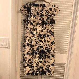 Crushed velvet Navy and cream dress